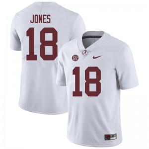 Men Austin Jones White University of Alabama Football #18 Jersey 415326-265