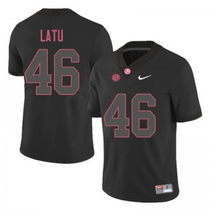 Men Cameron Latu Black University of Alabama Football #46 Jersey 689140-807