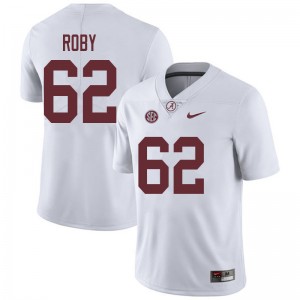 Men Jackson Roby White University of Alabama Football #62 Jersey 843765-148