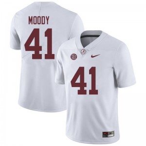 Men Jaylen Moody White Alabama Football #41 Jersey 214448-792