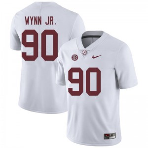 Men Stephon Wynn Jr. White University of Alabama Football #90 Jersey 326483-337