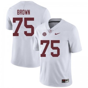 Men Tommy Brown White Bama Football #75 Jersey 921238-173