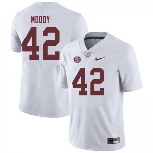 Men Jaylen Moody White Alabama Football #42 Jersey 809976-562