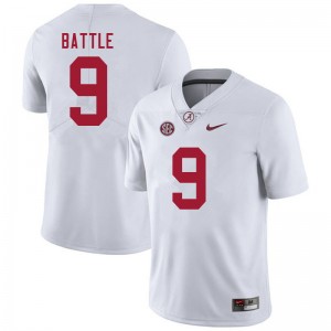 Men Jordan Battle White University of Alabama Football #9 Jersey 197571-276