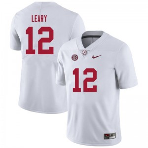 Men Christian Leary White Alabama Football #12 Jersey 104945-707