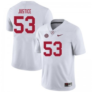 Men Kevin Justice White University of Alabama Football #53 Jersey 950038-242