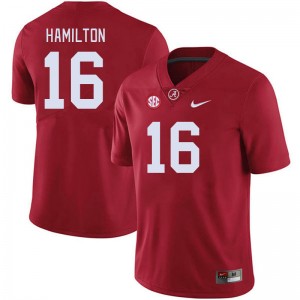 Men Jaren Hamilton Crimson Alabama Crimson Tide Football #16 Jersey 257432-847