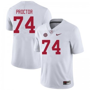Men Kadyn Proctor White University of Alabama Football #74 Jersey 353077-942