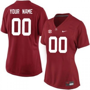 Women Custom Crimson Alabama Football #00 Jersey 560685-780