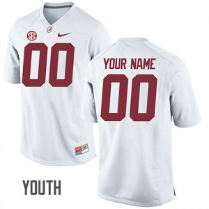 Youth Custom White Alabama Football #00 Jersey 184509-114