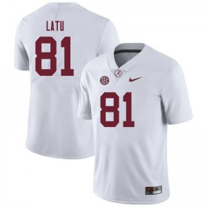 Men Cameron Latu White University of Alabama Football #81 Jersey 108388-408