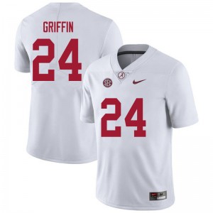 Men Clark Griffin White Bama Football #24 Jersey 333442-746