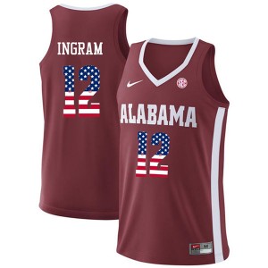 Men Dazon Ingram Crimson Bama USA Flag Fashion Basketball #12 Jersey 513490-473