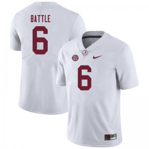 Men Jordan Battle White University of Alabama Football #6 Jersey 230742-281