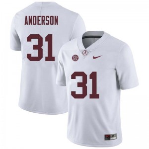 Men Keaton Anderson White University of Alabama Football #31 Jersey 799010-830