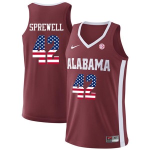 Men Latrell Sprewell Crimson Alabama USA Flag Fashion Basketball #42 Jersey 309875-839