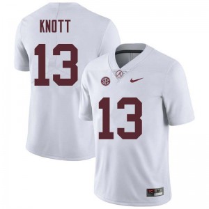 Men Nigel Knott White University of Alabama Football #13 Jersey 926970-574