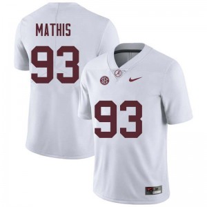 Men Phidarian Mathis White University of Alabama Football #93 Jersey 413689-989