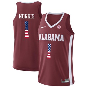 Men Riley Norris Crimson University of Alabama USA Flag Fashion Basketball #1 Jersey 819715-647