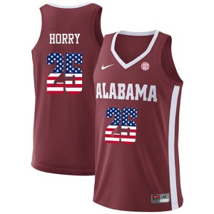 Men Robert Horry Crimson Alabama Crimson Tide USA Flag Fashion Basketball #25 Jersey 850472-587