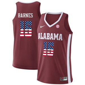 Men Tyler Barnes Crimson Bama USA Flag Fashion Basketball #15 Jersey 106718-958