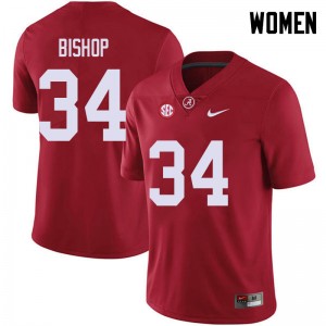 Women Brandon Bishop Red University of Alabama Football #34 Jersey 539224-423