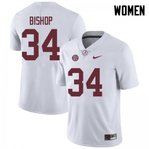 Women Brandon Bishop White Alabama Crimson Tide Football #34 Jersey 420951-572
