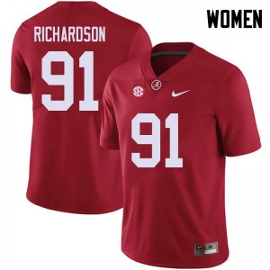 Women Galen Richardson Red Bama Football #91 Jersey 910946-924
