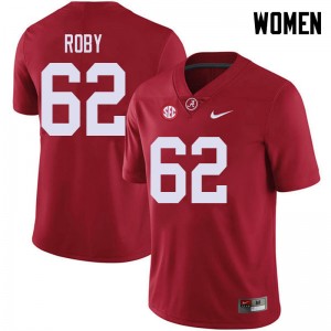 Women Jackson Roby Red Bama Football #62 Jersey 416179-883
