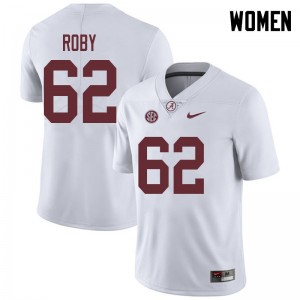 Women Jackson Roby White University of Alabama Football #62 Jersey 178908-194