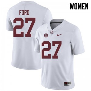 Women Jerome Ford White Alabama Football #27 Jersey 225653-325