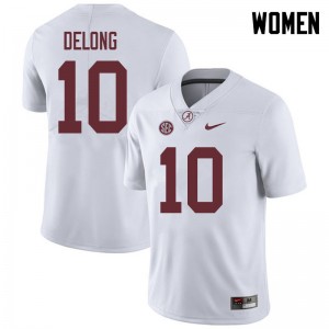 Women Skyler DeLong White University of Alabama Football #10 Jersey 797458-777