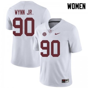 Women Stephon Wynn Jr. White Alabama Crimson Tide Football #90 Jersey 158594-302