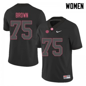 Women Tommy Brown Black Alabama Football #75 Jersey 693744-510