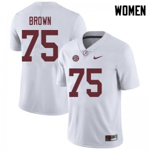 Women Tommy Brown White Bama Football #75 Jersey 843151-438