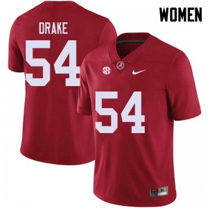 Women Trae Drake Red University of Alabama Football #54 Jersey 881418-786