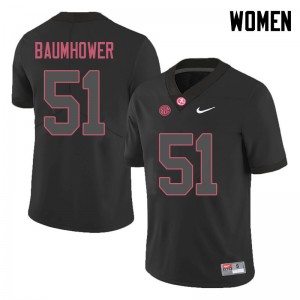 Women Wes Baumhower Black University of Alabama Football #51 Jersey 263477-757
