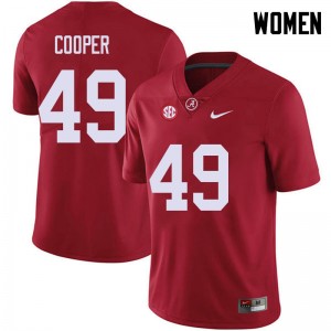 Women William Cooper Red Alabama Football #49 Jersey 259258-255