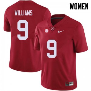 Women Xavier Williams Red University of Alabama Football #9 Jersey 437746-175
