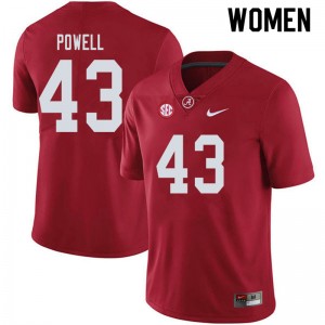 Women Daniel Powell Crimson Bama Football #43 Jersey 428437-333