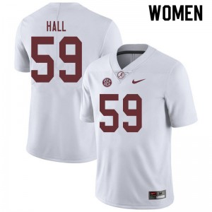 Women Jake Hall White University of Alabama Football #59 Jersey 299944-458