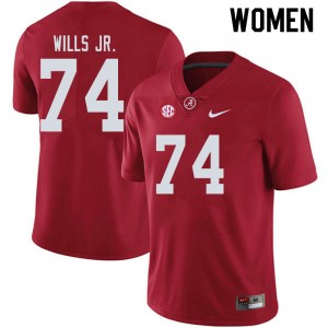 Women Jedrick Wills Jr. Crimson Alabama Football #74 Jersey 326232-950