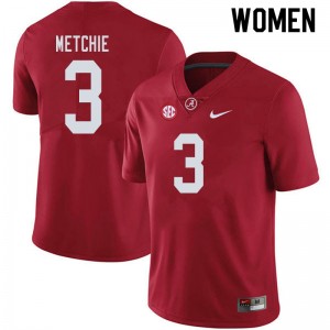 Women John Metchie Crimson Alabama Football #3 Jersey 113343-720