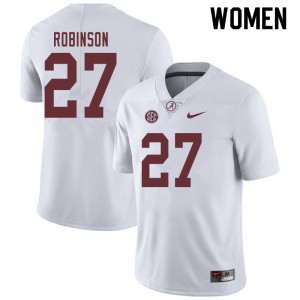 Women Joshua Robinson White Alabama Crimson Tide Football #27 Jersey 166666-283