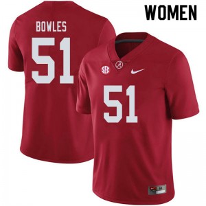 Women Tanner Bowles Crimson Bama Football #51 Jersey 210647-868