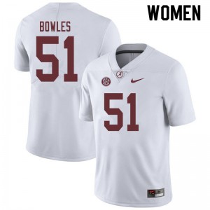 Women Tanner Bowles White Alabama Crimson Tide Football #51 Jersey 315676-126