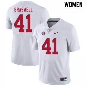 Women Chris Braswell White Bama Football #41 Jersey 925631-613