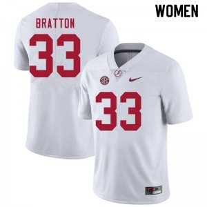 Women Jackson Bratton White Bama Football #33 Jersey 283639-354