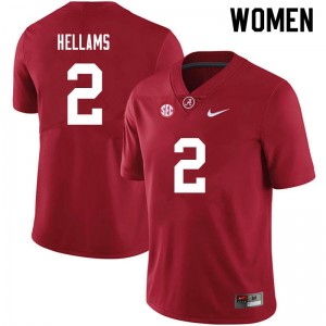 Women DeMarcco Hellams Crimson University of Alabama Football #2 Jersey 928402-896