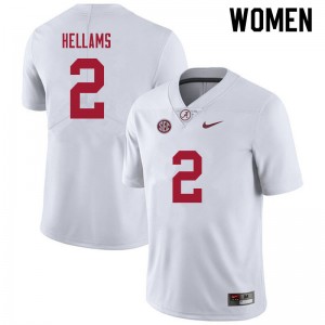 Women DeMarcco Hellams White University of Alabama Football #2 Jersey 169144-719